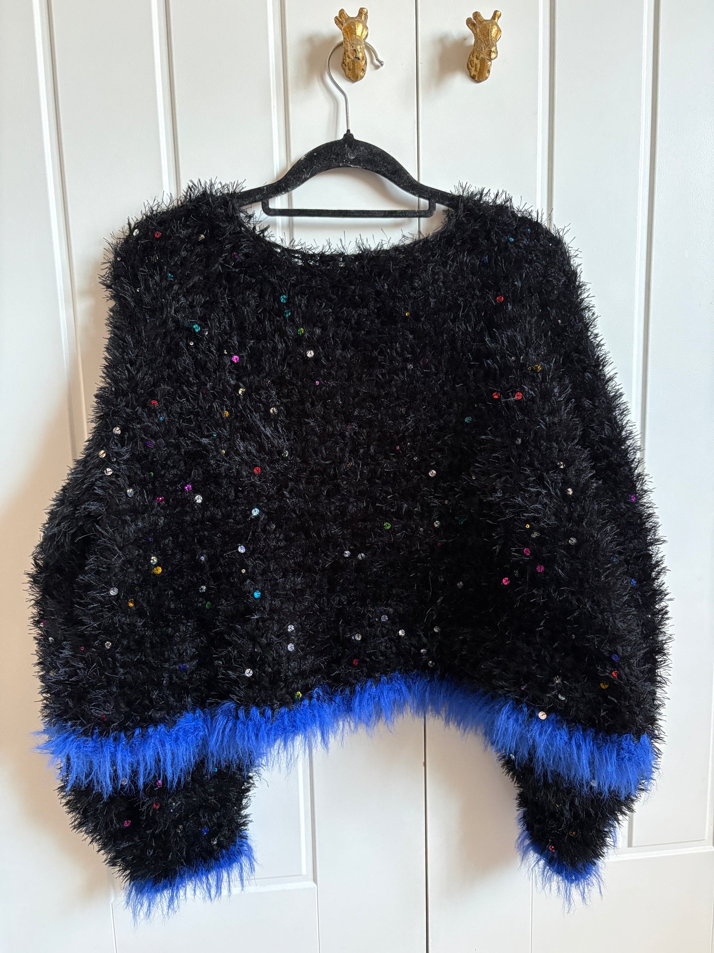 Fluffy Sequin Crop Jumper