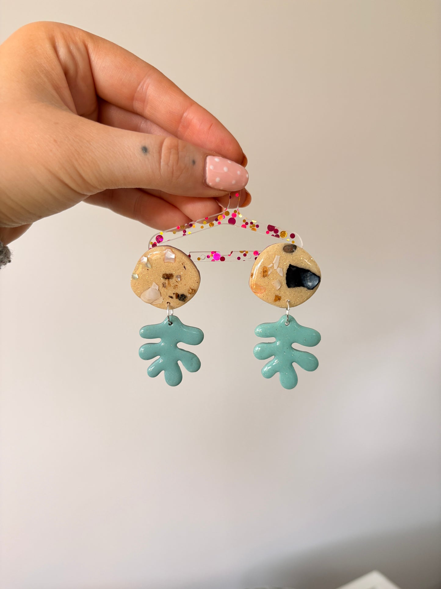 Handmade Polymer Clay Statement Earrings | Seashell Beach