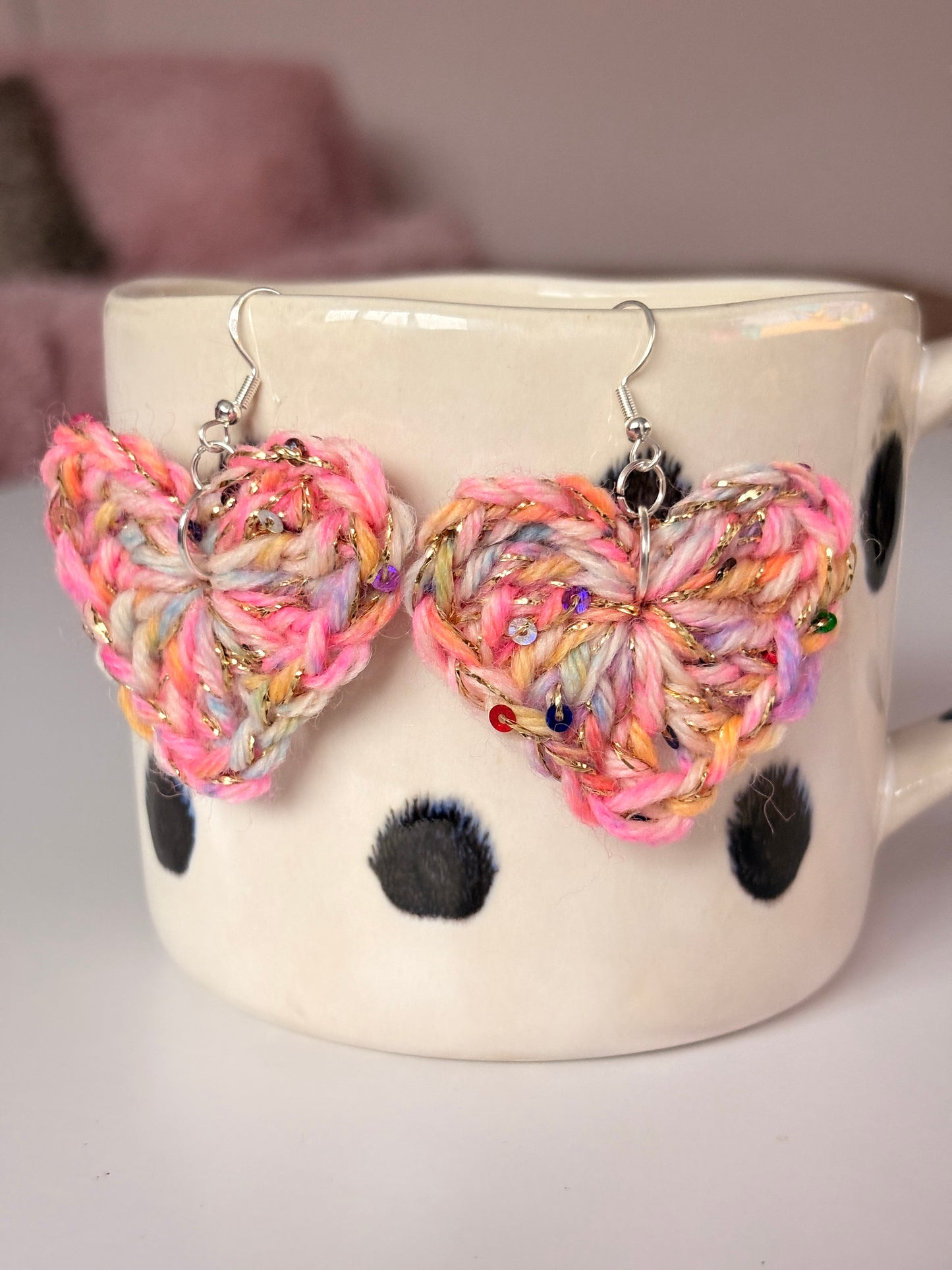 Handmade Crochet Cotton Sequin Earrings
