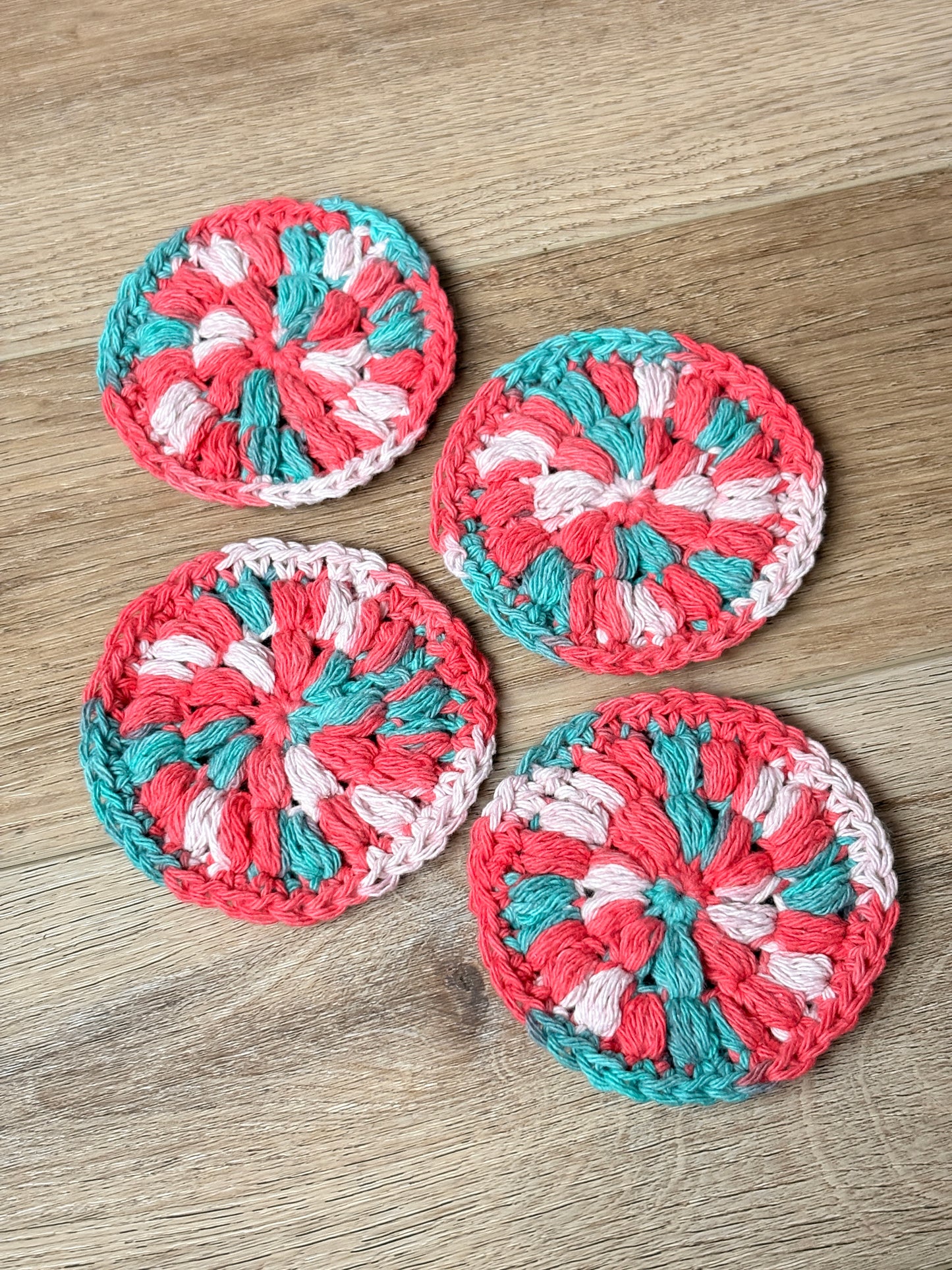 Handmade Crochet Cotton Face Scrubbies | Set of 4