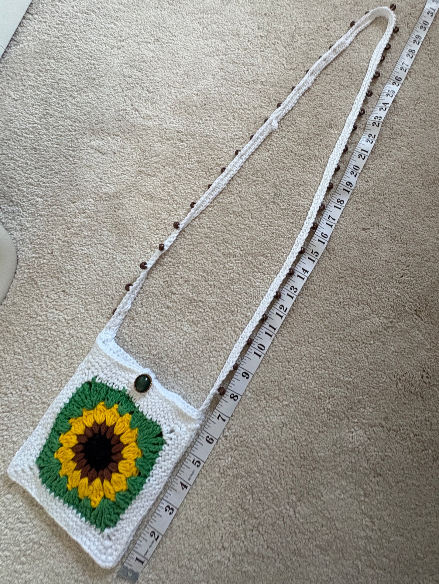 Beaded Granny Square Crossbody Pouch