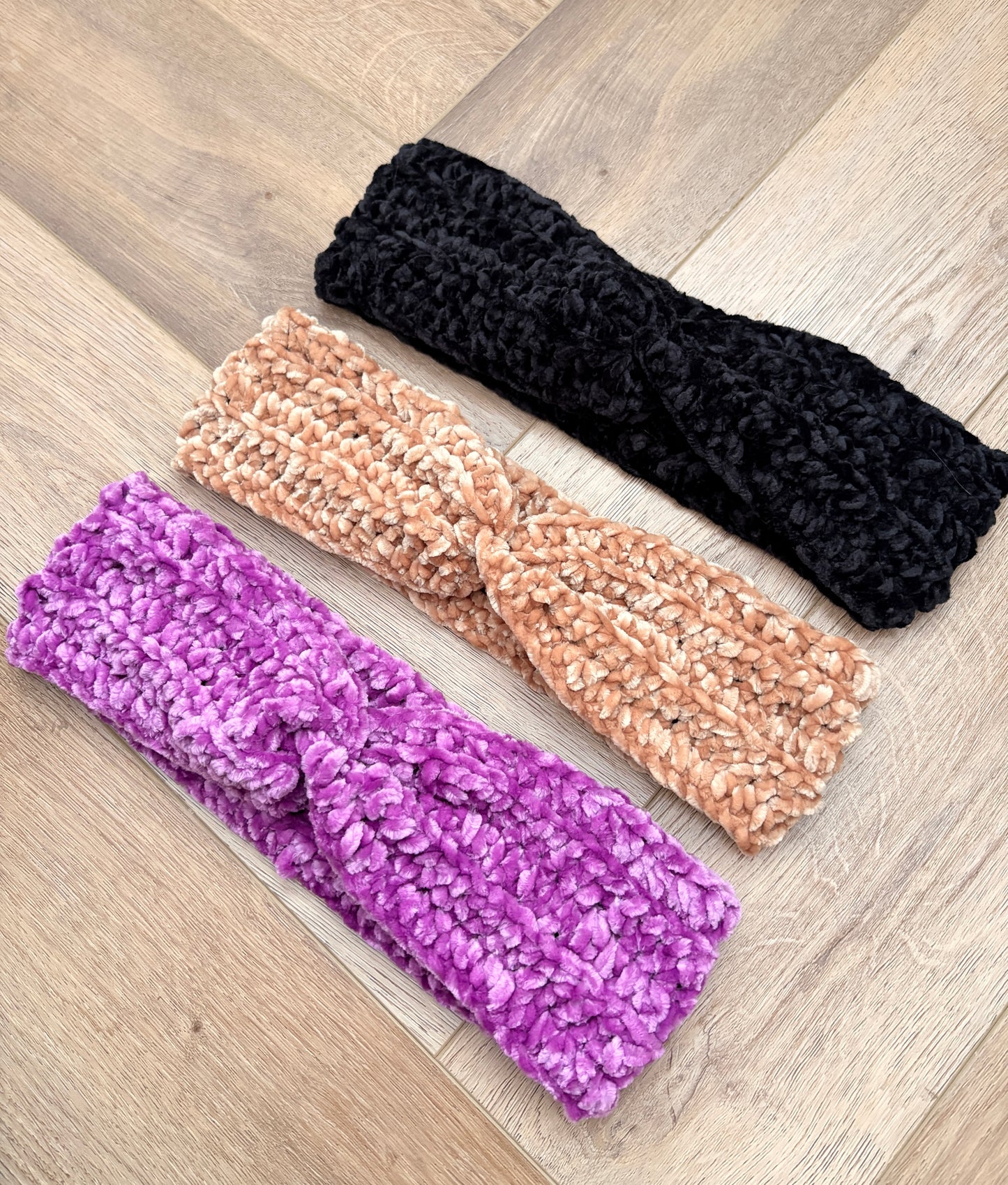 Handmade Crochet Chenille Twist Headband – Soft & Stretchy Cozy Ear Warmer