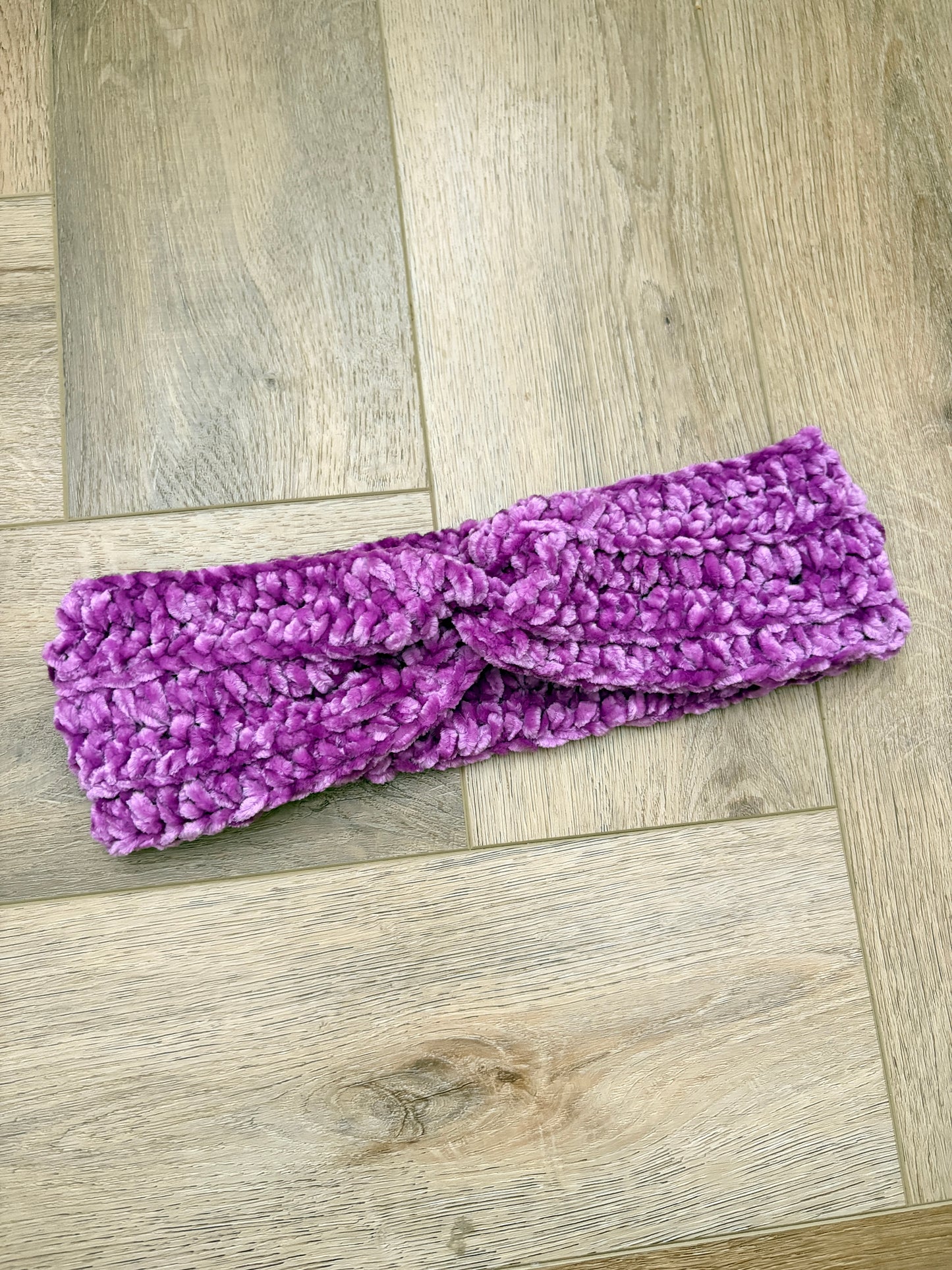 Handmade Crochet Chenille Twist Headband – Soft & Stretchy Cozy Ear Warmer