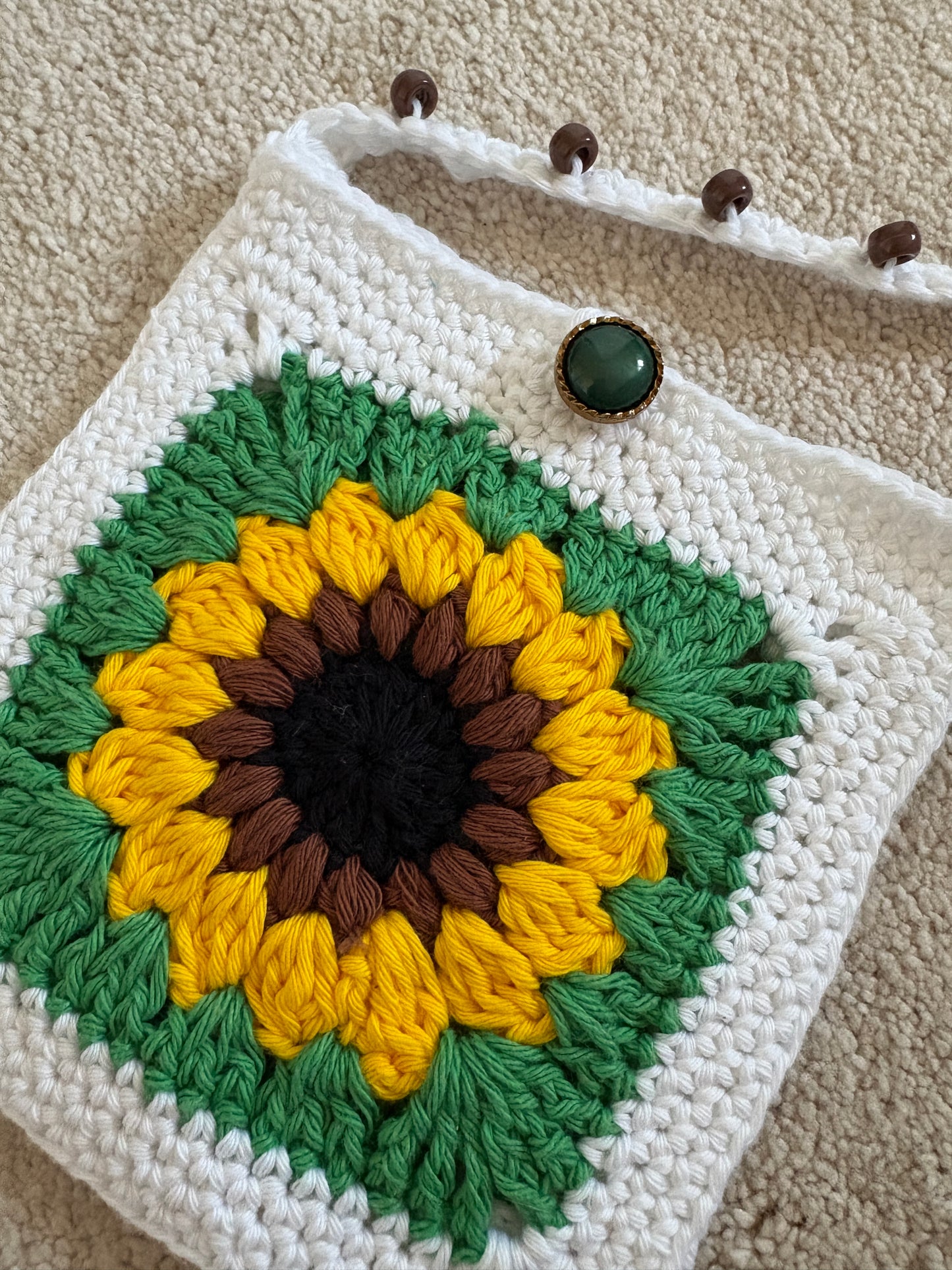Beaded Granny Square Crossbody Pouch