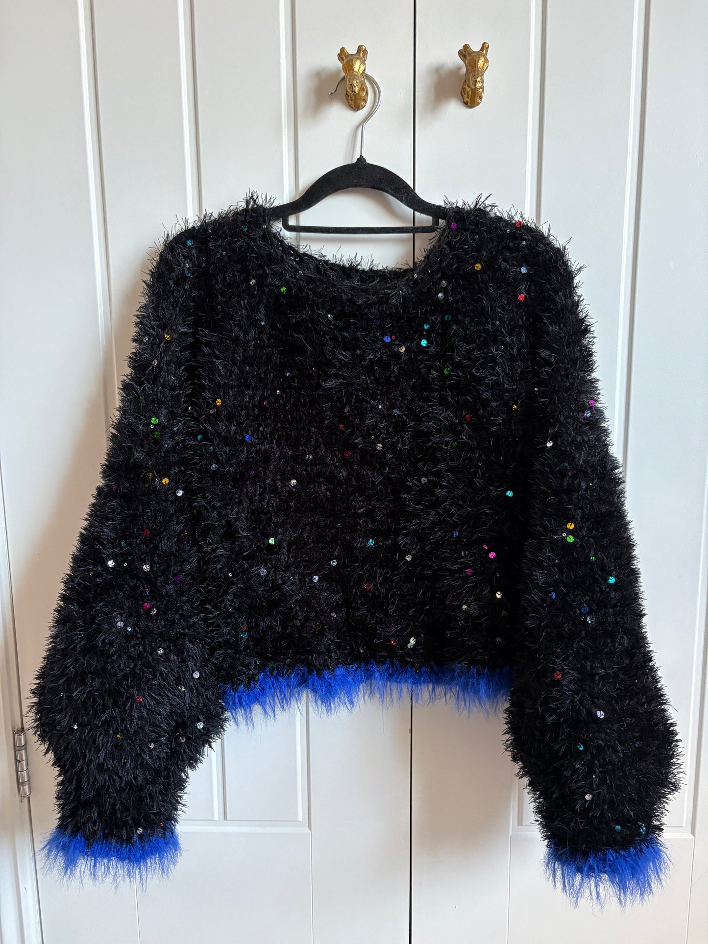 Fluffy Sequin Crop Jumper