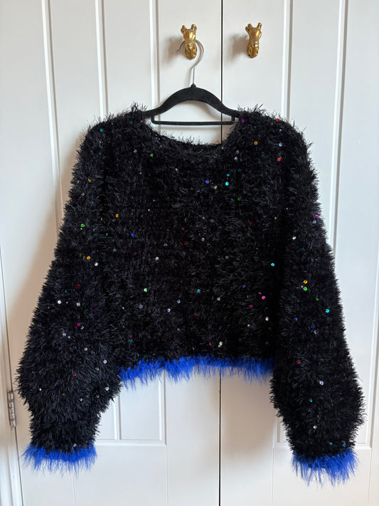 Fluffy Sequin Crop Jumper