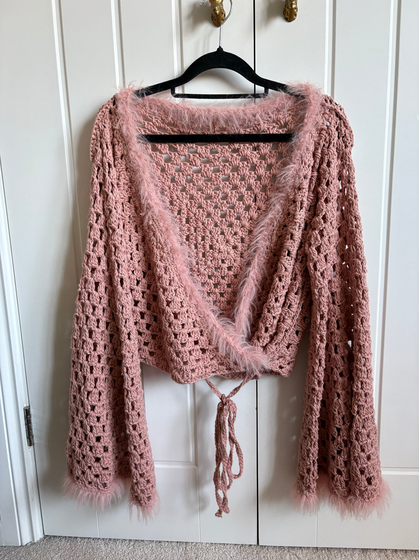 Cotton Wrap Top with Eyelash Edging