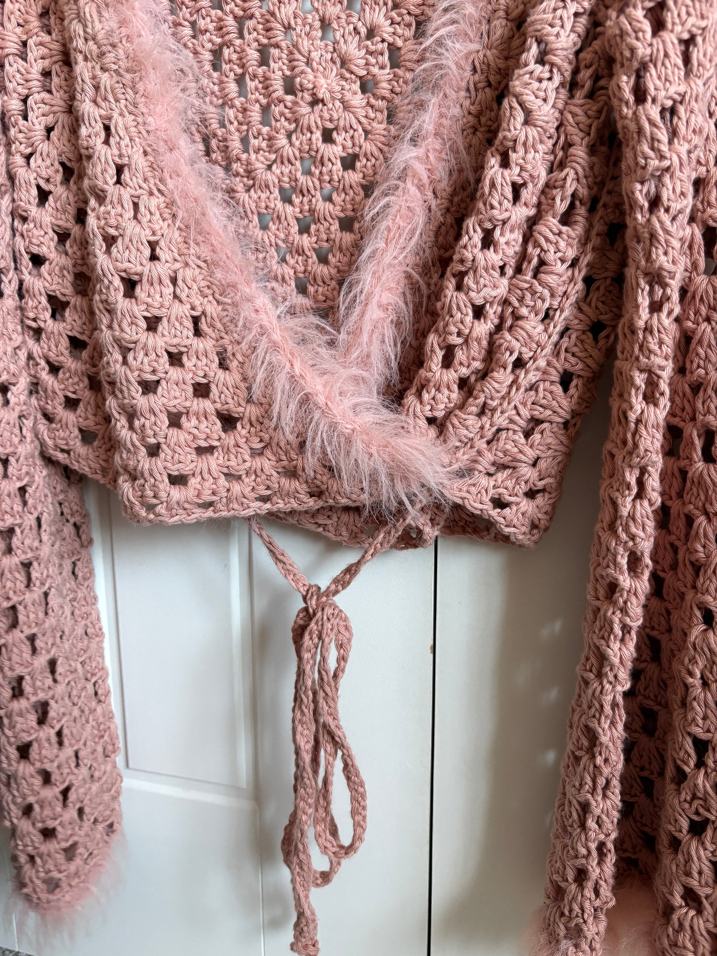 Cotton Wrap Top with Eyelash Edging