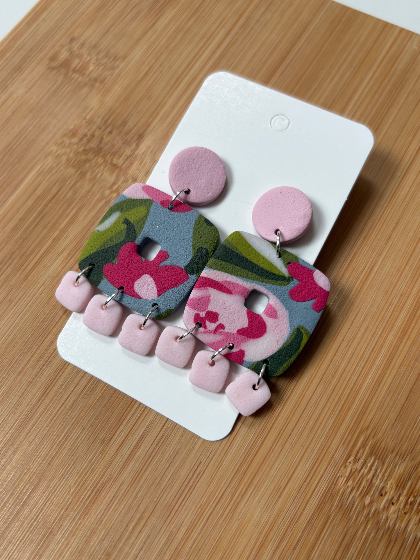 Handmade Polymer Clay Statement Earrings | Pretty Peonies