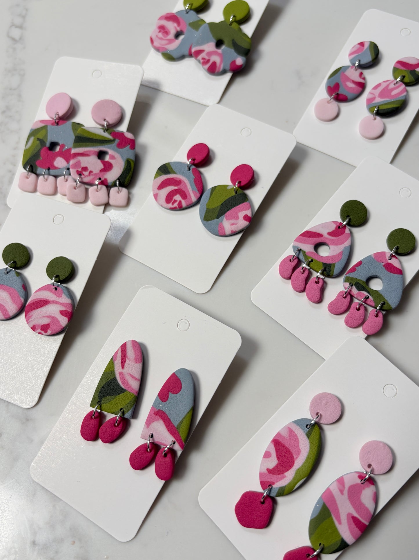 Handmade Polymer Clay Statement Earrings | Pretty Peonies
