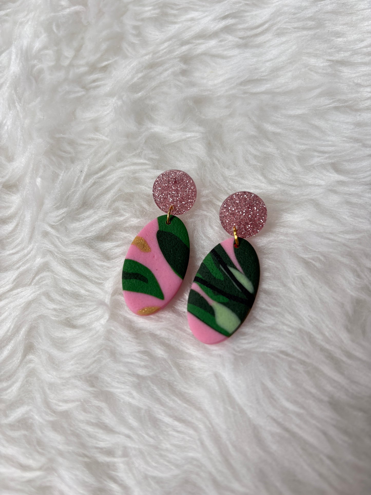 Handmade Polymer Clay Statement Earrings | Pink Cactus