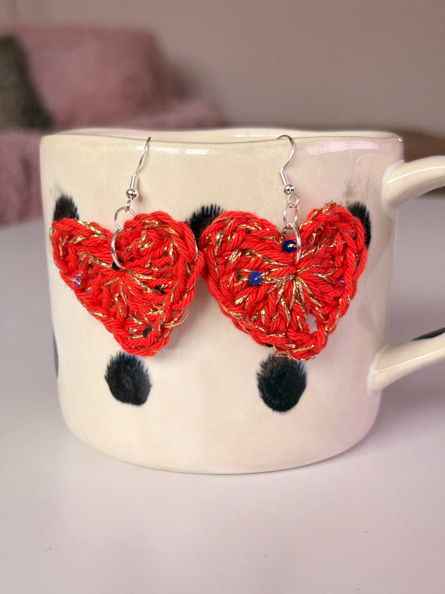 Handmade Crochet Cotton Sequin Earrings