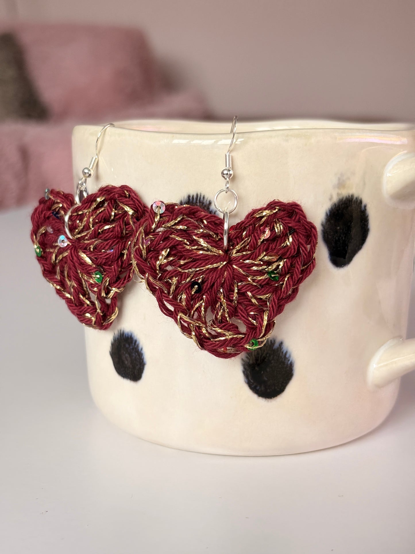 Handmade Crochet Cotton Sequin Earrings