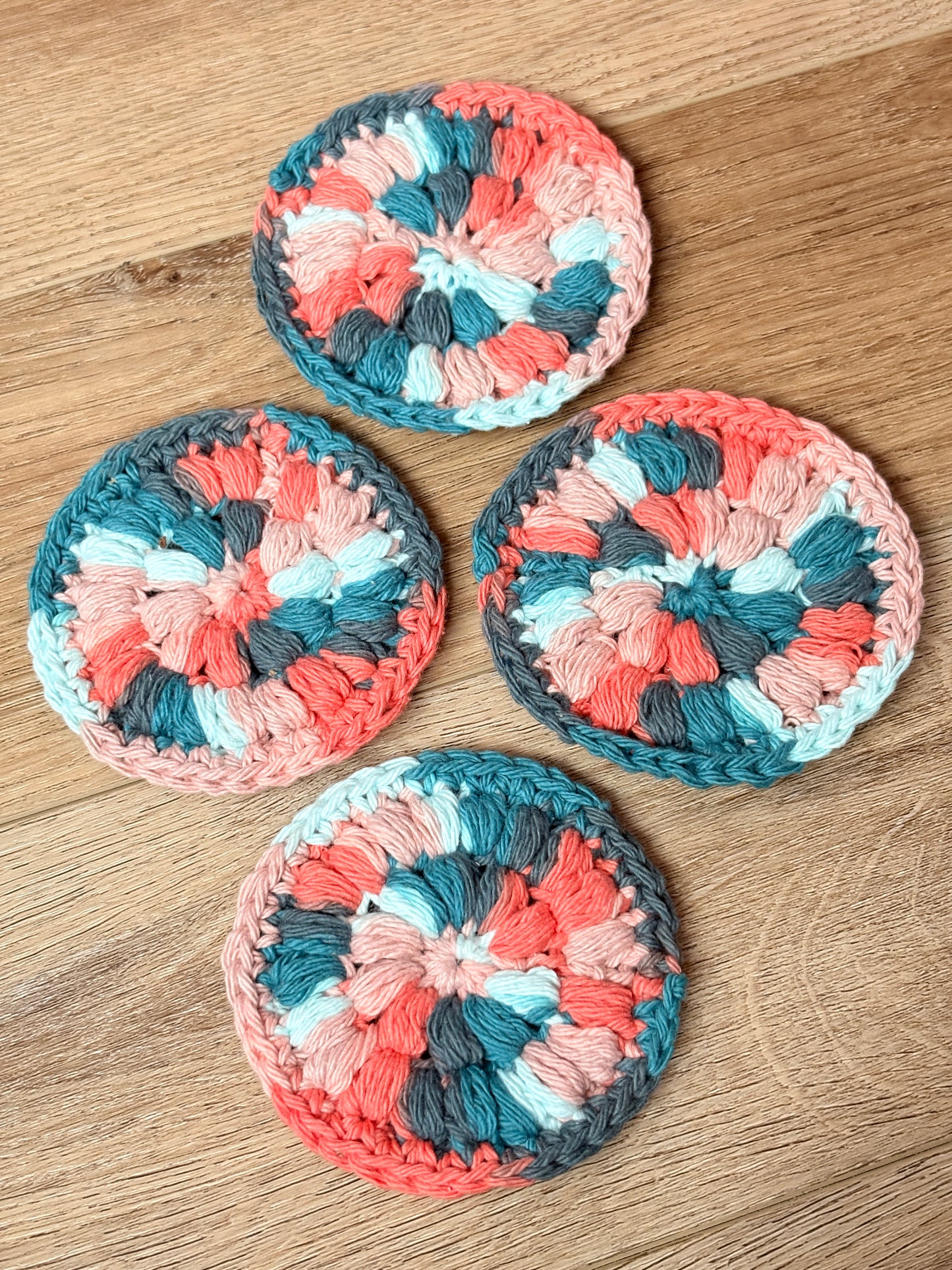 Handmade Crochet Cotton Face Scrubbies | Set of 4